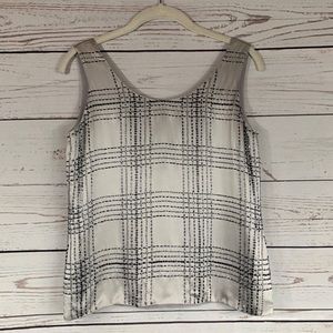 100% Silk Beaded Petite Dana Buchman Contemporary Formal Top Silver Metallic 2p